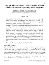The annual work forum on the implementation of the uncrpd. Pdf Employability Of People With Disabilities In The Northern States Of Peninsular Malaysia Employers Perspective