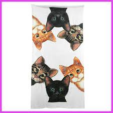 Modern Design Polyester Beach Towel Bath Towel Funny Cute Peeping Toms Cat Face Towel Hand Towel Black White Brown Cute Cats Cats And Kittens Cat Drawing