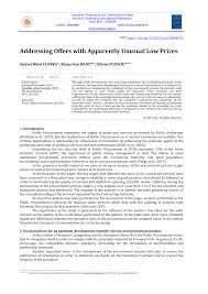 Sicap prod e licitatie content, pages, accessibility, performance and more. Pdf Addressing Offers With Apparently Unusual Low Prices