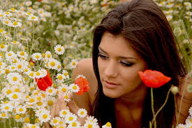 I love spring, poppy, sunny day, spring, beautiful day, girl, flowers,  beauty, HD wallpaper