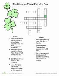 Patrick's day crossword puzzle game for ages 8 and up. St Patrick S Day History Worksheet Education Com