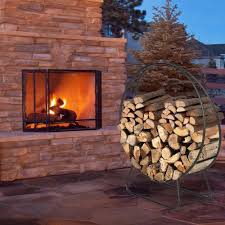 Metal wood log storage carrier stove fireside accessory log store. Round Circular 40inch Metal Hoop Firewood Log Storage Rack Fireplace Wood Holder Ebay