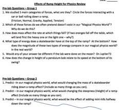 16 Pre Lab Questions That Review Topics From Motion Forces And Energy Suggested That Students Complete Subsets Of Lab Activities Force This Or That Questions