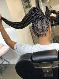 Braids Going Up Into A Ponytail Braided Hairstyles African Braids Hairstyles Natural Hair Styles