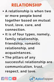 It's not easy to have a great relationship with your boy/girlfriend, partner, or spouse. Essay On Relationship Relationship Essay For Students And Children In English A Plus Topper