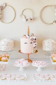 Unicorn Happy Birthday Rose Gold Cake Rose Gold Blush Pink Unicorn Party Kara S Party Ideas Pink Unicorn Party Unicorn Baby Shower Unicorn Birthday Parties
