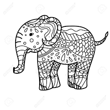 Elephant coloring pages are a fun way for kids with its strong trunk and tusk, and this big animal can be considered the strongest creature alive. Hand Drawn Elephant Coloring Page Coloring Book Page For Adults Royalty Free Cliparts Vectors And Stock Illustration Image 142108728