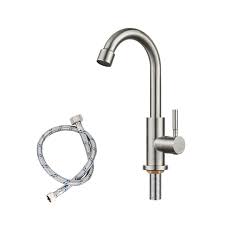 Cold Water Kitchen Faucet Brushed Nickel Single Handle 1 Hole 360 Degree  Swivel Spout Deck Mounted Faucet Gooseneck with Hose (Drain Not Included) :  Amazon.de: DIY & Tools