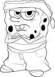 Outline sponge area with tip 3 in green combination icing. How To Draw Gangster Spongebob Step By Step Drawing Guide By Dawn Dragoart Com