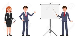 Male And Female Office Workers Making Report On Flip Chart Vector