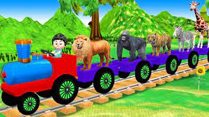 Animals Train Video For Kids Wild Animals Cartoons For Children Domestic Animals For Babies Youtube