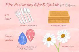 The modern five year anniversary gift is silverware, as a mark of purity and strength! Fifth Wedding Anniversary Celebration Suggestions