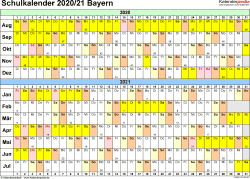 Kalender 2020/2021/2022 mit kalenderwochen und den deutschen feiertagen. Schulkalender 2020 2021 Bayern Fur Excel