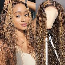 13x4 Transparent HD Lace Wig Highlight Deep Wave Wig 30 Inch Long Human  Hair Wigs