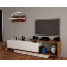 Meuble Tv Avec Etagere Asos Blanc Et Bois Meuble Meuble Meuble Mural