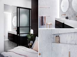 Black is the new grey. Cloudy Hexagon And Marble Tiles Create A Calming Tone In This En Suite Bathroom