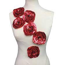 6 Buah Hiasan Payet Mawar 3d Bunga Merah Applique Manik Bunga Menjahit Patch Untuk Pakaian Jeans Pakaian Applique Parches Ac1506 Tambalan Aliexpress