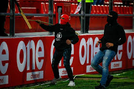 The electronic scoreboard was set alight and. Olympiacos Hools Attack Bayern Munich Fans At U19 Match