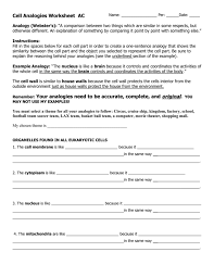 Organelle description function cell wall made of cellulose, thick, strong, & stiff protects and supports the cell. Cell Analogies Worksheet