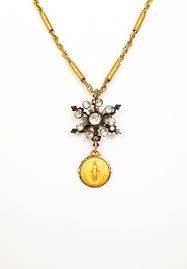 Vintage Miraculous Necklace Handmade French Catholic Etsy Faith Jewelry Rhinestone Pendant Jewelry