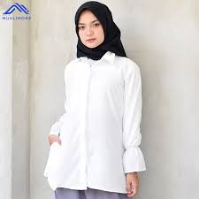 Intinya desain baju menampilkan hal positif. Muslimore Atasan Muslim Kemeja Kerja Wanita Polos Lengan Panjang Bosanova Crepe Putih Shopee Indonesia