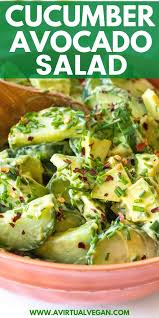 Cucumber Avocado Salad In 2020 Avocado Recipes Healthy Vegan Avocado Recipes Avocado Salad Recipes