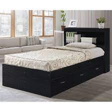 Tot tutors kids book rack storage bookshelf, espresso/white. Pemberly Row Twin Captain Storage Bed In Black Walmart Com Walmart Com
