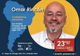 🗓️El 23 de Noviembre, a las 17h00 Te invitamos a celebrar juntos: 63 años  de CIESPAL y los 50 años de la #RevistaChasqui. Conferencia Magistral con 𝗢𝗺𝗮𝗿  𝗥𝗶𝗻𝗰ó𝗻 ᴇᴠᴇɴᴛᴏ ᴘʀᴇꜱᴇɴᴄɪᴀʟ 📍 CIESPAL
