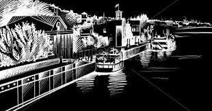 Black And White Architecture Architectural Sketch Of White Ink And Pencil On Black Paper Plein Air Cityscape White Lines On The Black Ba Black Paper Drawing Paper Architecture White Ink