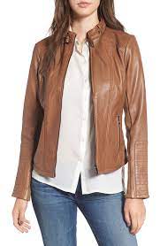 Bernardo Zip Front Leather Biker Jacket New Cognac At Nordstrom Rack Leather Jacket Celebrities Leather Jacket Jackets