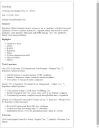 Professional Regulatory Affairs Specialist Templates To Showcase Your Talent Myperfectresume