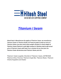 Titanium I Beam By Hitesh Steel Issuu