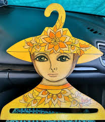 Vintage 70s Abelardo Ruiz Big Eye Girl Mexico Folk Art Rare Paper Mache  Hanger