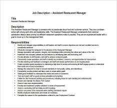Restaurant Manager Job Description Job Description Template Restaurant Management Job Analysis