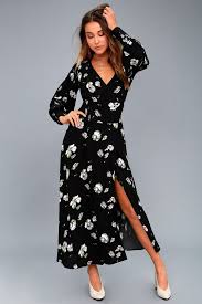 So Sweetly Black Floral Print Midi Dress Long Dresses Casual Maxi Boho Maxi Dress High Low Maxi Dress