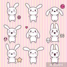 Et voilà comment dessiner un lapin kawaii. Poster Collection De Lapins Kawaii Heureux Droles Et Mignons Pixers Nous Vivons Pour Changer