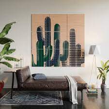 Stylized Cactus On Pink Wood Wall Art By Cafelab Society6 Wood Wall Art Home Decor Wall Art