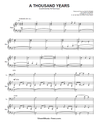 Piano instrumental (i do not owned this)full description. A Thousand Years Sheet Music The Piano Guys Sheetmusic Free Com