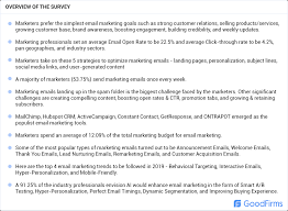 What marketers need to know. Benchmark Numbers And Trends For Highly Converting Email Marketing Campaigns Goodfirms Research