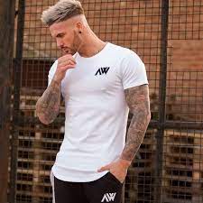 Men Short Sleeve T Shirt Fitness Workout Cotton T Shirt Man O Neck Letter Printed Slim Tops Casual Trending Hairstyles For Men Mens Tshirts Mens Haircuts Short