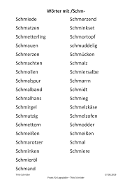Worter Mit Schm Artikulation Kommunikation Worter Logopadie Sprache