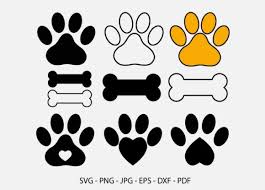 I love text with red heart and paw print. Paws Bundle Cut Files Dog Bone Cat Graphic By Redcreations Creative Fabrica
