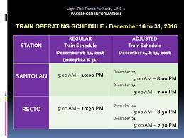 Timonium light rail station nb. Lrt2 On Twitter Lrt 2 Train Operating Schedule On December 16 To 31 2016 Maginhawangbiyahe Safekayod2 Lrt2paxinfo