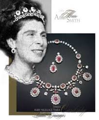 Royal Ruby and Diamond Collier Tiara |Ruby Diamond Earpendants|Lady Anne Abel  Smith| Athlone Jewels England
