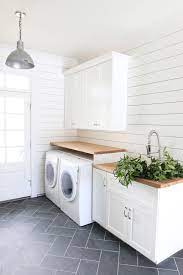 Farmhouse laundry room design inspiration; Modern Farmhouse Design Inexpensive Flooring Laundry Room Storage Laundry Mud Room