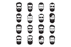 Set Of Vector Bearded Men Faces Hipsters With Different Haircuts Beard Styles For Men Hipster Beard Long Hair Styles Men