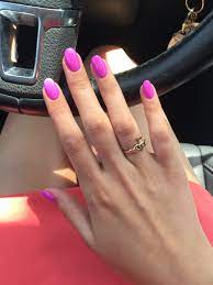 Hot Pink Round Acrylic Nails Rounded Acrylic Nails Round Nails Short Rounded Acrylic Nails