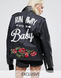 Buy It Now Reclaimed Vintage Leather Biker With Studs Back Print Black Biker Jack Floral Leather Jacket Embroidered Leather Jacket Vintage Leather Jacket