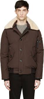 Canada Goose Brown Shearling Collar Foxe Bomber Jacket Shearling Collar Padded Bomber Jacket Bomber Jacket