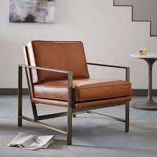 Metal Frame Leather Chair Furniture Arm Chairs Living Room Metal Frame Chair